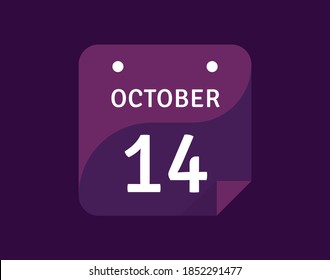 Icono del 14 de octubre Icono del calendario de un solo día Ilustración vectorial