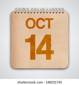 14 October on Old Notebook Vector 
