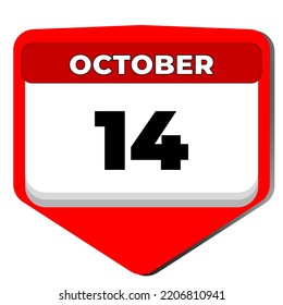 14 de octubre Día del calendario del icono del vector. 14 de octubre. Decimocuarto día de octubre. 14.º número de fecha. calendario de 14 días. Catorce días. Día de la Independencia de Pakistán