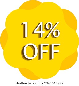 14% Off Discount Yellow Vector and Illustration Art in White Background
