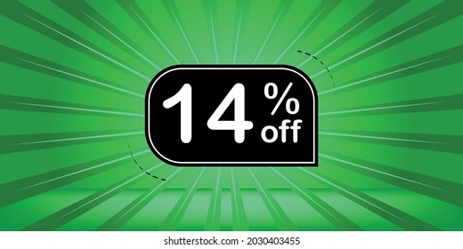 14% off - green and black banner - 
fourteen percent discount banner for big sales.