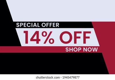 14% off Modern concept design. Sale banner template design, Big sale special offer. End of season special offer banner