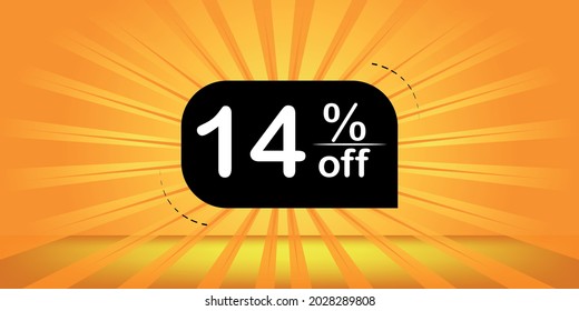 14% de descuento - banner naranja y negro - 
banner de descuento del 14% para grandes ventas.