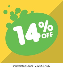 14% off per cent, percentage number in a colored circle, promotion, big sale, colorful background