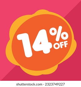 14% off per cent, percentage number in a colored circle, promotion, big sale, colorful background