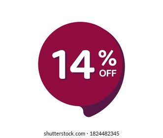 14% OFF Sale Discount Banner, Discount offer price label, 14% Discount Sticker