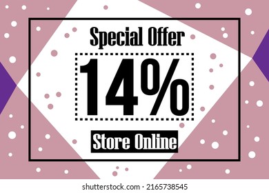 14% off. Sale sign design in style. Special offer in vector illustration.