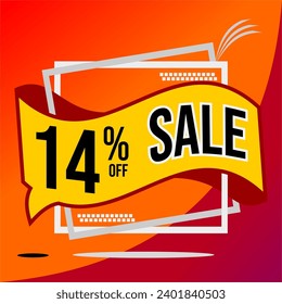14% Off Special Offer With Red Background And Balloon Offer With Black Letters