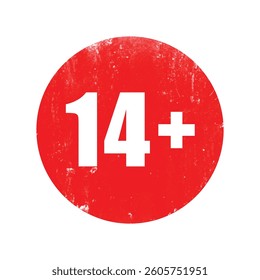 14+ Over 14 Plus Age Restriction
Red Rubber Stamp Label Grunge Texture Effect