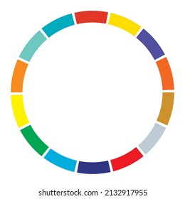 14 partes, sección círculo segmentado. Resumen de líneas discontinuas elemento geométrico circular