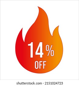 14 percent off discount vector hot fire