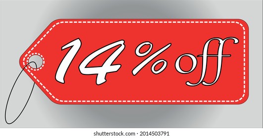 14 por ciento de la etiqueta roja. etiqueta de descuento del 14% para ofertas y promociones