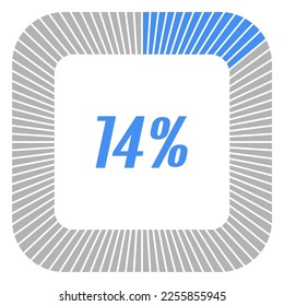 14 percent square shape percentage diagram for infographics,documents or reports. vector.