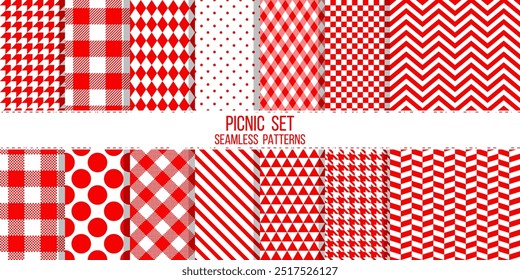 14 piquenique vermelho ou toalha de mesa de cozinha sem emenda padrões definidos
