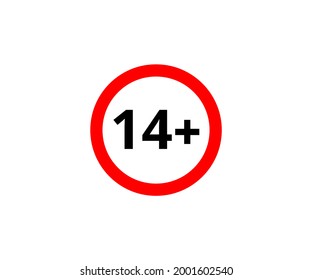 14+ restriction flat sign isolated on white background. 14 plus Age limit symbols