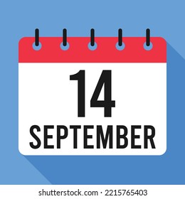 14 September Calendar. Blue Background. Vector Calendar.
