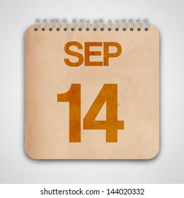 14 September Calendar Notebook Vector