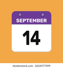 14 september calender icon text page monthly web design.