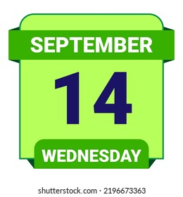 14 September, Wednesday. Date template. Useful design for calendar or event promotion. Vector illustration EPS 10 File. 