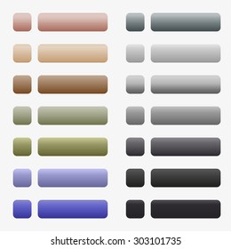 14 sets of buttons with a gradient of dark colors. Gray, blue, dark gray, brown, marsh, black.