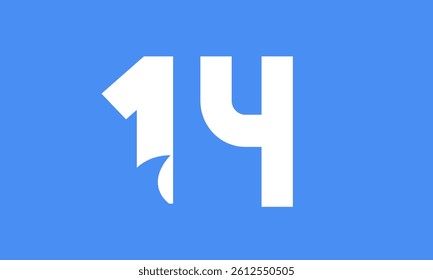14 Shark Logo Number Simple Modern Blue