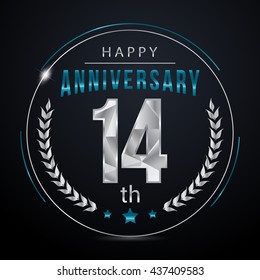 14 Silver anniversary logo, low poly design number