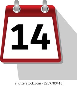 14 simple calendar icon on white background