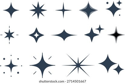 14 Sparkle y Starburst Vector Icon Set. Brillar, resplandor, símbolos de la estrella.
