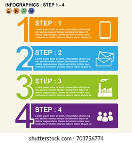 1-4 step slide timeline numbers infographics design template, process diagram, Vector illustration EPS10.