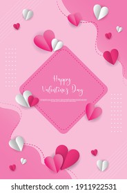 14 th February Happy Valentine's Day vector illustration background brochure, invitation, greeting card template with hearts.