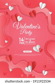 14 th February Happy Valentine's Day vector illustration background brochure, invitation, greeting card template with hearts.