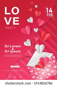 14 th February Happy Valentine's Day vector illustration background brochure, invitation, greeting card template with hearts.