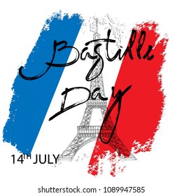 14 th of July. Happy Bastille Day. Creative Vector illustration, card, banner or poster for the French National Day