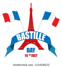 14 th of July. Happy Bastille Day. Creative Vector illustration, card, banner or poster for the French National Day. Vector illustration