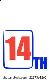 14 th Ordinal Numbers counting vector art illustration with fantastic font and blue red color - 14 th anniversary - happy birthday