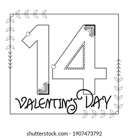 14 Valentine's day. Happy Valentine's day hearts isolated on a white background.  Hand drawn day symbols for love.