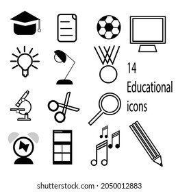 14 vector abstract educational icon collection suitable for stickers