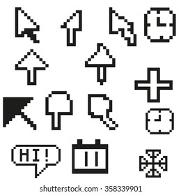 14 vector cursors and watches from pixel art