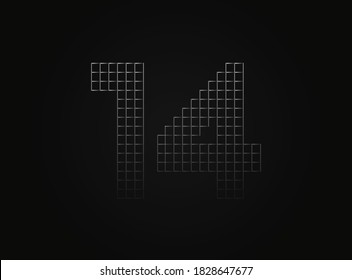 14 vector number made of metal chain link fence. For logo, brand label, design elements, application and more. 


