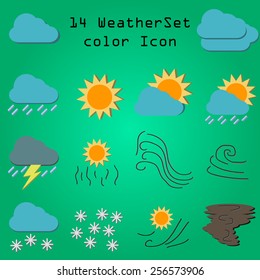 14 weather vector color icon