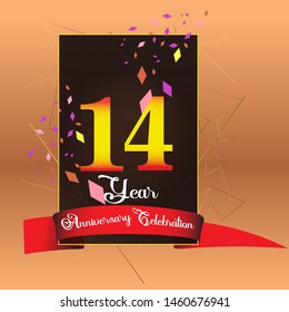 14 Year Anniversary Celebration Vector Template Design Illustration