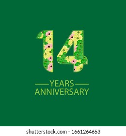 Ilustración de diseño de plantillas vectoriales de celebración del 14 años
