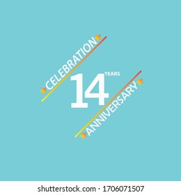 14 year anniversary celebration, vector design for celebrations, invitation cards and greeting cards