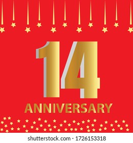 14 year anniversary celebration, vector design for celebrations, invitation cards and greeting cards