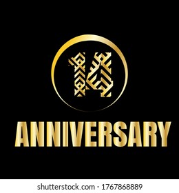 14 year anniversary celebration, vector design for celebrations, invitation cards and greeting cards