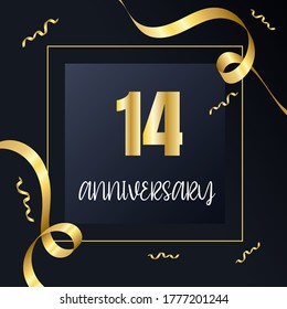 14 year anniversary celebration, vector design for celebrations, invitation cards and greeting cards