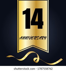 14 year anniversary celebration, vector design for celebrations, invitation cards and greeting cards
