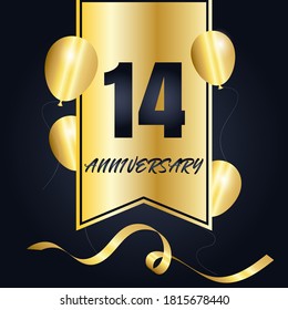 14 year anniversary celebration, vector design for celebrations, invitation cards and greeting cards