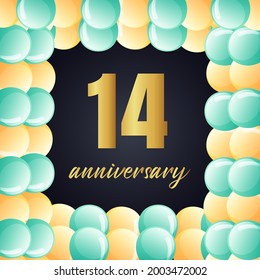 14 year anniversary celebration, vector design for celebrations, invitation cards and greeting cards
