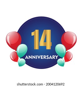 14 year anniversary celebration, vector design for celebrations, invitation cards and greeting cards